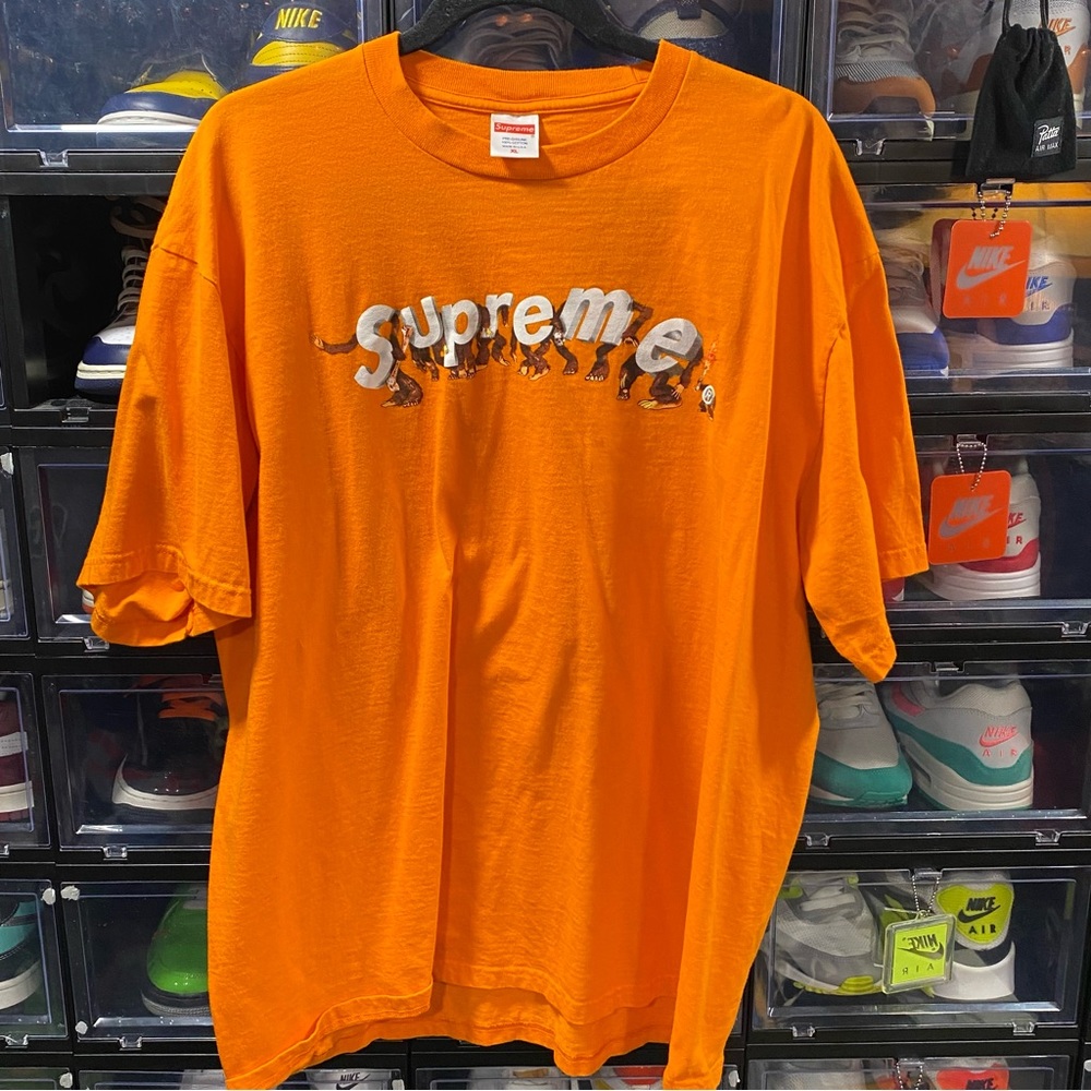 SUPREME • APES TEE 🦧🦍• SS21 2021 • XL • ORANGE CAVEMEN NEANDERTHAL